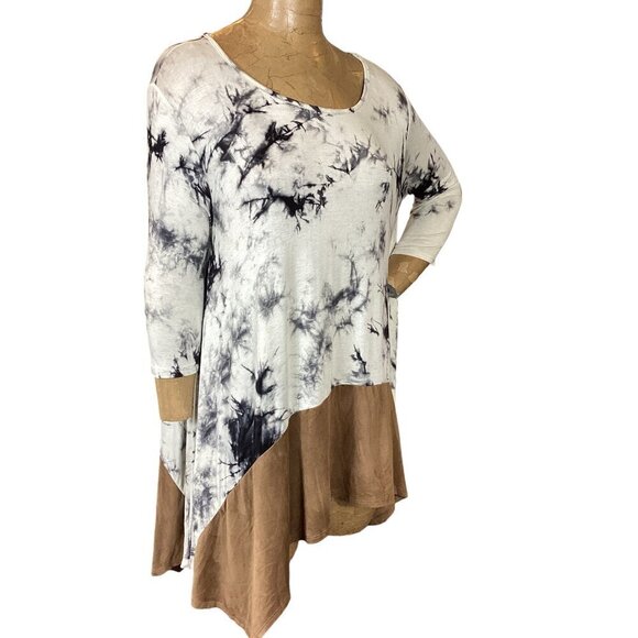 Fantastic Fawn USA BOHO Lagenlook Tie Dye Tunic Tee Top Sz S #313A - Picture 2 of 6